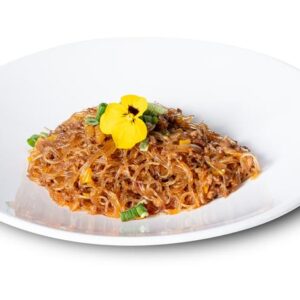 SPAGHETTI DI SOIA CON CARNE PICCANTE